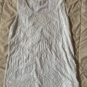 Chico's White Sequin-Embellished Tank Top